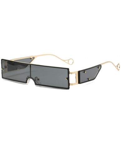 Rectangular Fashion Small Rectangle Sunglasses Women Ultralight Candy Color Metal Frame One Piece Sun Glasses - Black - C9194...