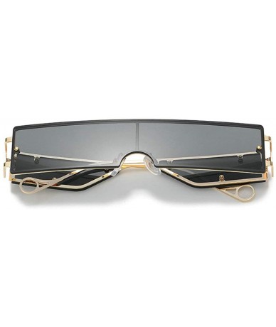 Rectangular Fashion Small Rectangle Sunglasses Women Ultralight Candy Color Metal Frame One Piece Sun Glasses - Black - C9194...