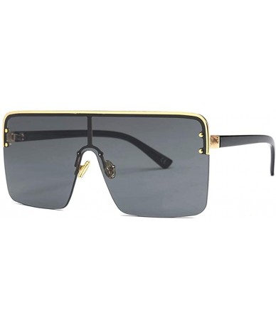 Semi-rimless Oversized Sunglasses for Men Windproof Semi-rimless Women Sun Glasses Fashion - Gold With Black - C418IS0ZZ7E $8.27