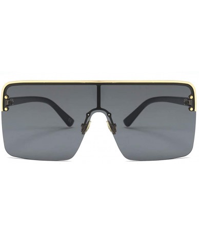 Semi-rimless Oversized Sunglasses for Men Windproof Semi-rimless Women Sun Glasses Fashion - Gold With Black - C418IS0ZZ7E $8.27
