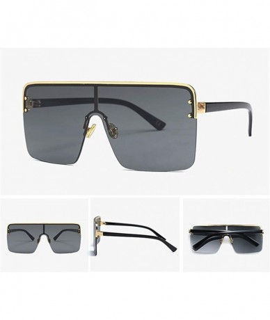 Semi-rimless Oversized Sunglasses for Men Windproof Semi-rimless Women Sun Glasses Fashion - Gold With Black - C418IS0ZZ7E $8.27