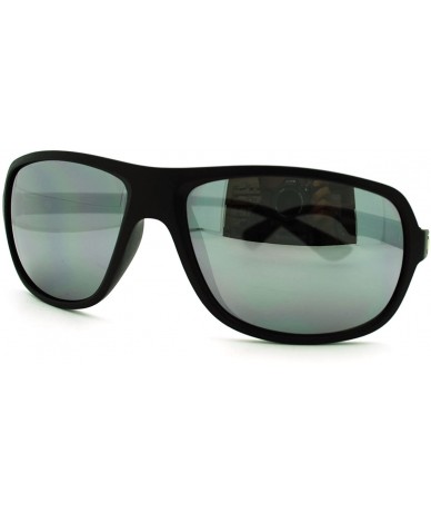Oversized Mens Oversized Light Weight Warp Oval Sports Plastic Frame Sunglasses - Black Black Mirror - CS11JGQLMZN $21.47