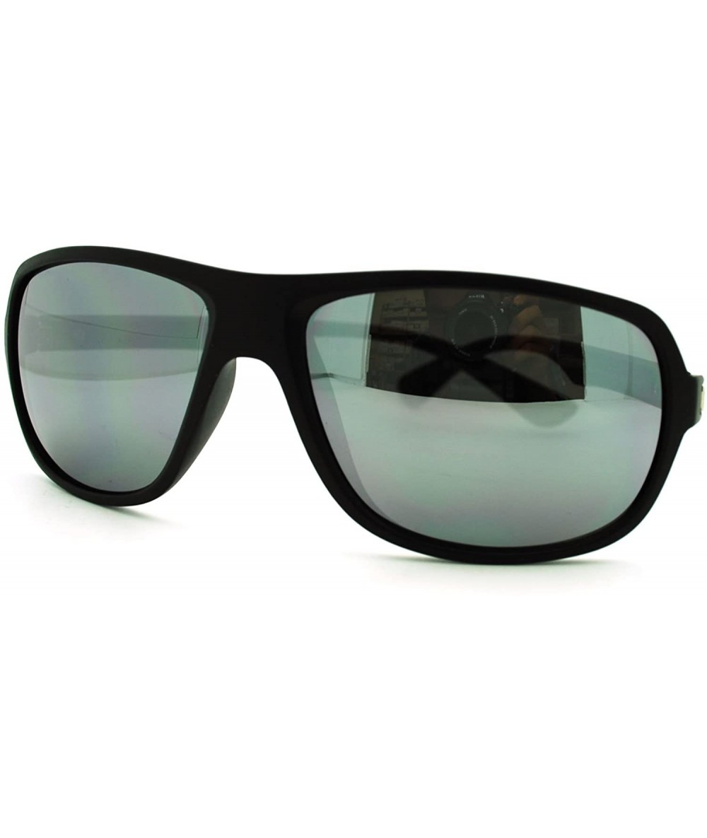 Oversized Mens Oversized Light Weight Warp Oval Sports Plastic Frame Sunglasses - Black Black Mirror - CS11JGQLMZN $7.58