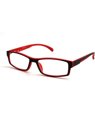Rectangular Soft Matte Black w/ 2 Tone Reading Glasses Spring Hinge 0.74 Oz - Matte Black Red - CF12C215KIN $23.05