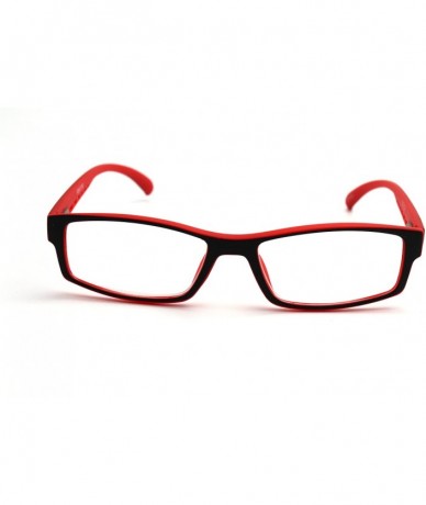 Rectangular Soft Matte Black w/ 2 Tone Reading Glasses Spring Hinge 0.74 Oz - Matte Black Red - CF12C215KIN $23.05