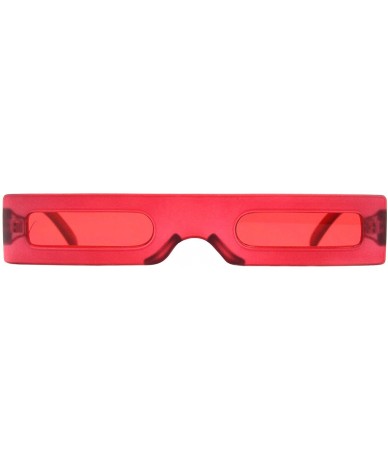 Square Futuristic Pimp Color 80s Robotic Funk Narrow Rectangle Plastic Sunglasses - Red - CM18HM86ZQ7 $11.98