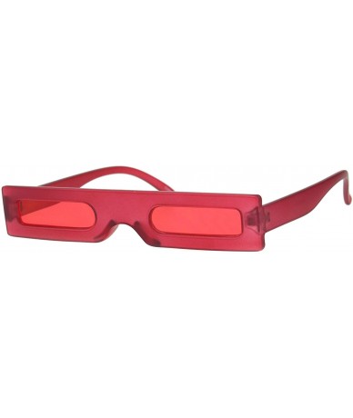 Square Futuristic Pimp Color 80s Robotic Funk Narrow Rectangle Plastic Sunglasses - Red - CM18HM86ZQ7 $22.89