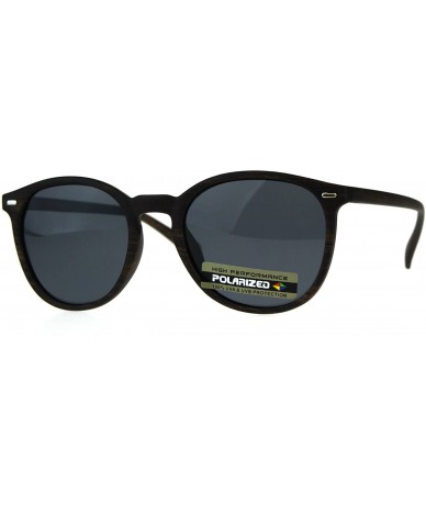 Round Polarized Antiglare Mens Keyhole Round Thin Horn Rim Sunglasses - Dark Wood Black - C318C53W3UY $10.63