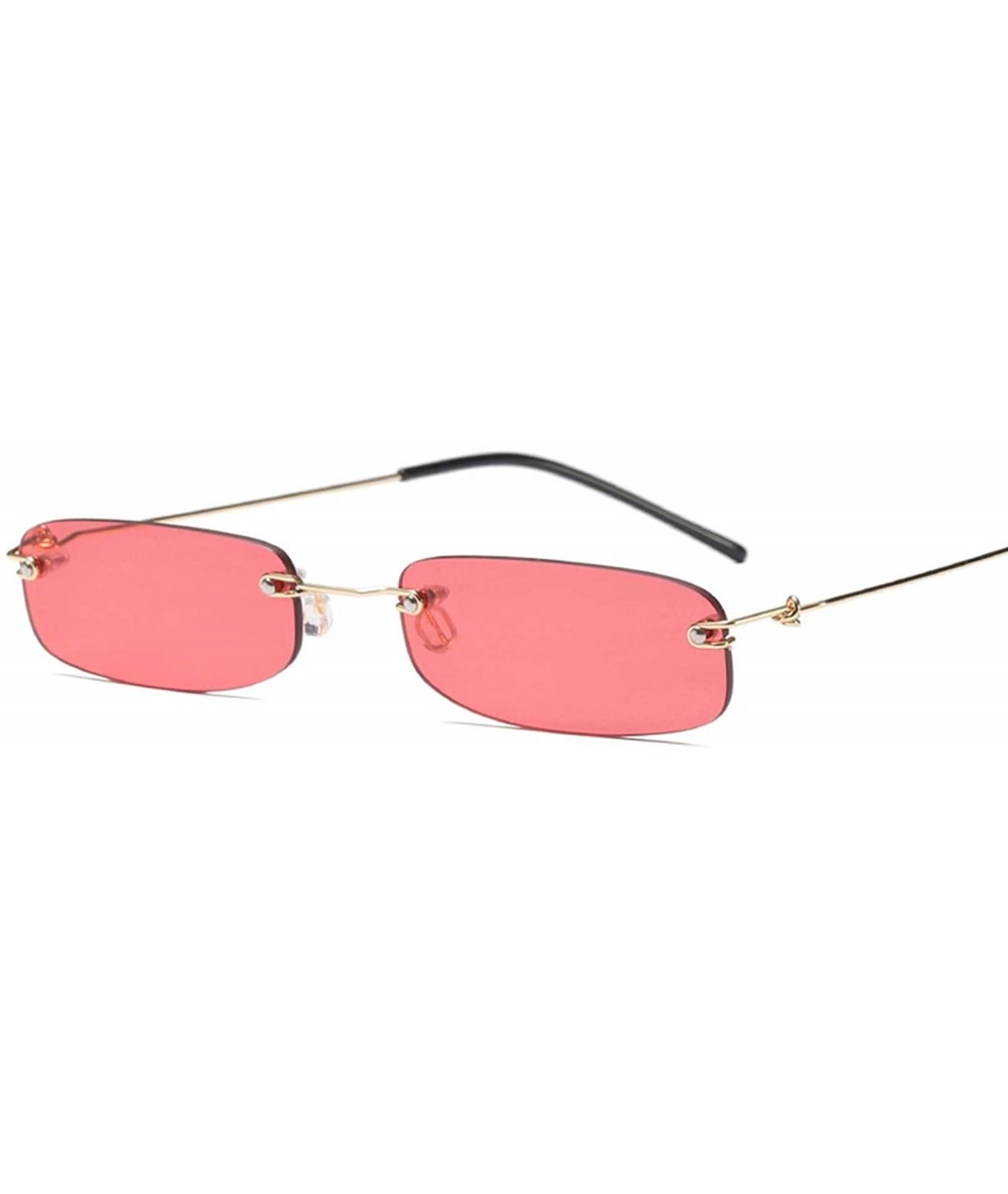 Oversized Sunglasses For Men Gold Metal Frame Black Small Rectangle Rimless Sunglasses - As Shown in Photo-2 - CT18W3ND2WS $2...