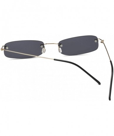 Oversized Sunglasses For Men Gold Metal Frame Black Small Rectangle Rimless Sunglasses - As Shown in Photo-2 - CT18W3ND2WS $2...