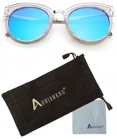 Oval Fashion Sunglasses Oval Retro Reflective Mirror Sunglasses - Blue - CR12GY8R9D9 $9.93