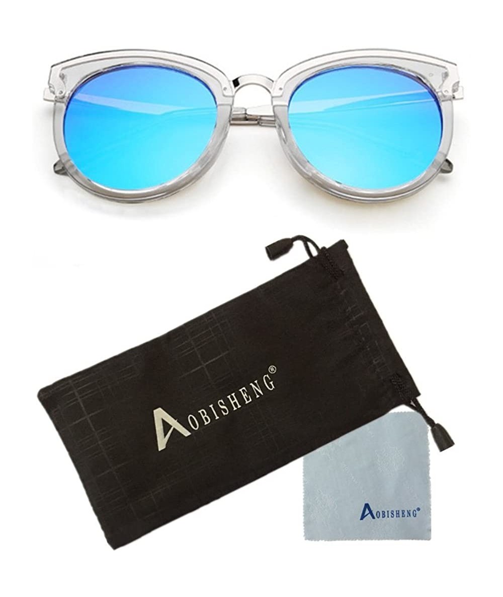 Oval Fashion Sunglasses Oval Retro Reflective Mirror Sunglasses - Blue - CR12GY8R9D9 $9.93