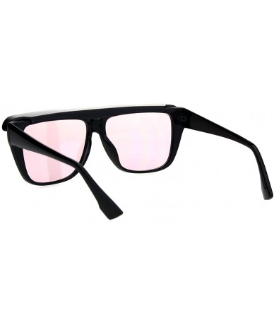 Rectangular Top Visor Shade Rectangular Plastic Racer Retro Funk Sunglasses - Black Pink - CN18I4G3WW6 $13.04