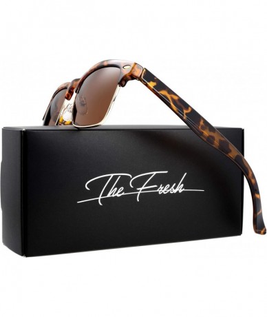 Wayfarer Semi Rimless Sunglasses Women Men Retro Brand Sun Glasses - Gift Box Package - 1-tortoise- Brown - CW18XGZOM0H $8.92