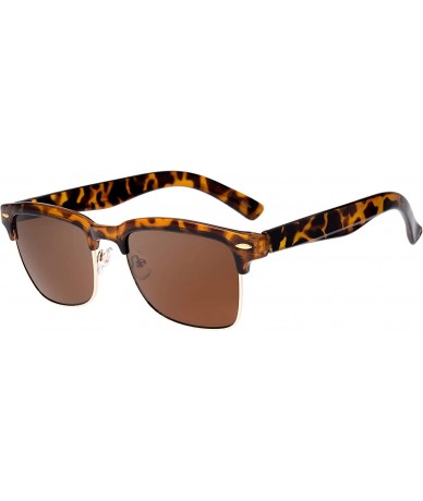 Wayfarer Semi Rimless Sunglasses Women Men Retro Brand Sun Glasses - Gift Box Package - 1-tortoise- Brown - CW18XGZOM0H $8.92