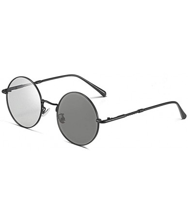 Round Photochromic Sunglasses Men Vintage Small Round discoloration Polarized Sun glasses Women's Fashion New - Grey - CL18Z0...