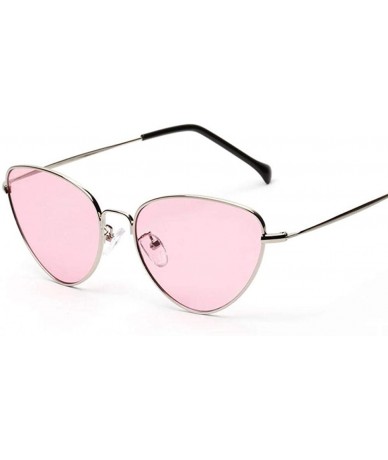 Aviator Cat Eye Women Sunglasses Tinted Color Lens Vintage Shaped Sun Glasses Black - Pink - CN18XE9HW6I $7.84