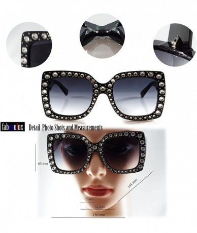 Square Oversize Designer Crystal Diamond Bold Frame Temple Sunglasses A182 - Tortoise - C318E3WL9DY $17.38