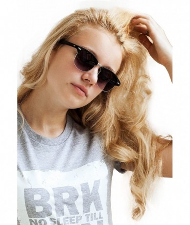 Square Sunglasses in Black - Half Frame With Metal Details - Retro Classic Women's - C212KTBGWPD $19.66