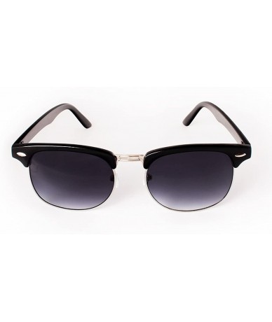 Square Sunglasses in Black - Half Frame With Metal Details - Retro Classic Women's - C212KTBGWPD $19.66