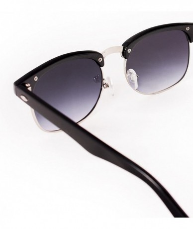 Square Sunglasses in Black - Half Frame With Metal Details - Retro Classic Women's - C212KTBGWPD $19.66