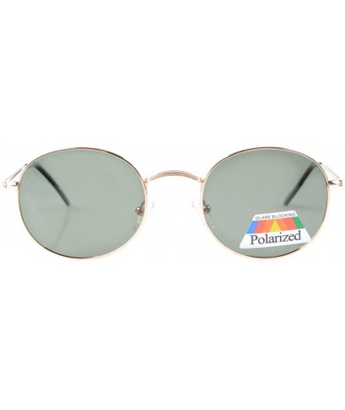 Wrap Vintage Style Quality Round Polarized Sunglasses - Gold Frame-g15 Lens - C4127HQCRVB $13.38