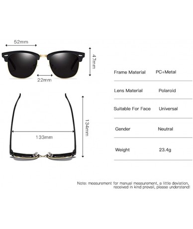 Semi-rimless Semi Rimless HD Polarized Sunglasses for Women Men Retro Sun Glasses UV400 Protection - D - CT197AZ00QY $16.83