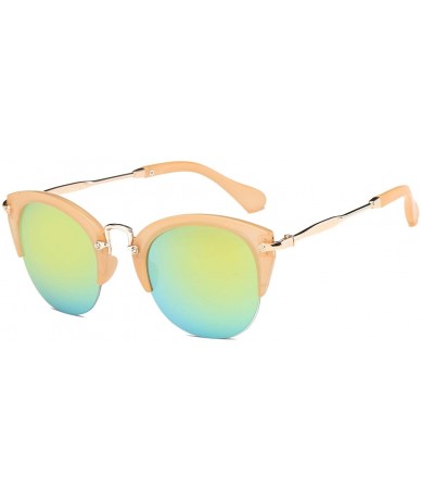 Goggle Women Round Cat Eye Fashion Sunglasses - Pink - CD18WU9Y76U $16.62