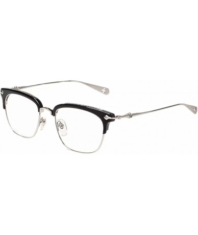Aviator Retro Half Frame Horn Rimmed Clubmaster Optics 50mm Clear Lens Glasses - Silver - CZ18967U8XM $21.12