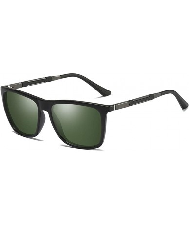 Oversized Unisex Square Polarized Sunglasses Stylish Aluminum Driving Sun Glasses - Green - C818YDAX48S $30.23