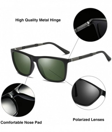 Oversized Unisex Square Polarized Sunglasses Stylish Aluminum Driving Sun Glasses - Green - C818YDAX48S $14.93