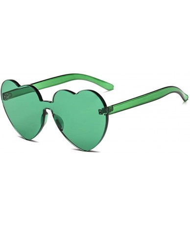 Goggle Candy Colored Lens Rimless Heart Shaped Sunglasses for Women Girls Colorful Shades - Green - C818IC7688C $12.28