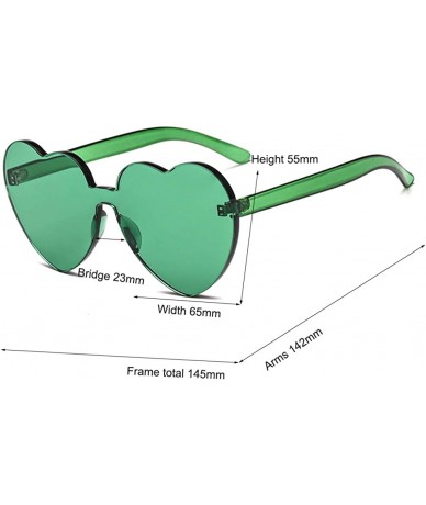 Goggle Candy Colored Lens Rimless Heart Shaped Sunglasses for Women Girls Colorful Shades - Green - C818IC7688C $12.28