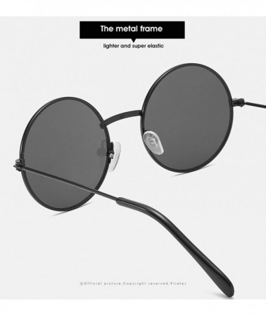Oversized Vintage style Round Sunglasses for Unisex Metal PC UV 400 Protection Sunglasses - Black Grey - CW18SAT256C $13.48