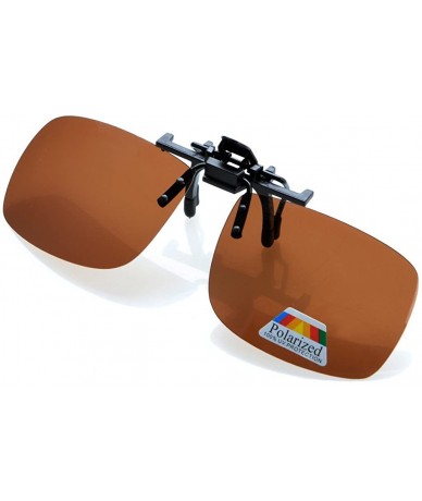 Rectangular Polarized Flip up Sunglasses Clip on - Brown New - CJ126NIY7T9 $11.45