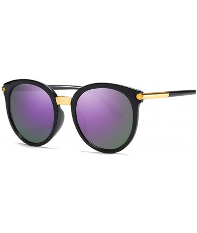 Cat Eye Vintage Black Cat Eye Sunglasses Women Fashion Mirror Cateye Sun Glasses Shades UV400 - Purple - CD1985TD7EX $27.05