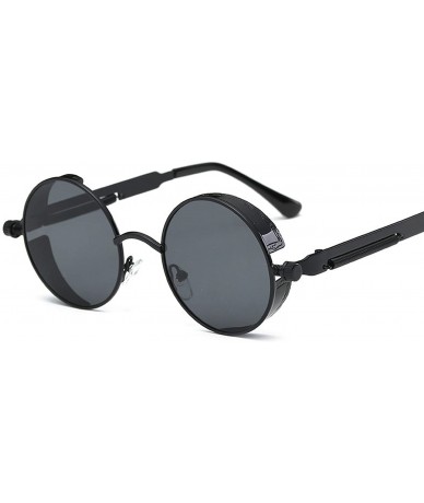 Goggle 2018 New Retro Steampunk Round Sunglasses Women Vintage Small Oval Glasses For Men Popular Black Metal - CR18D42UK3O $...