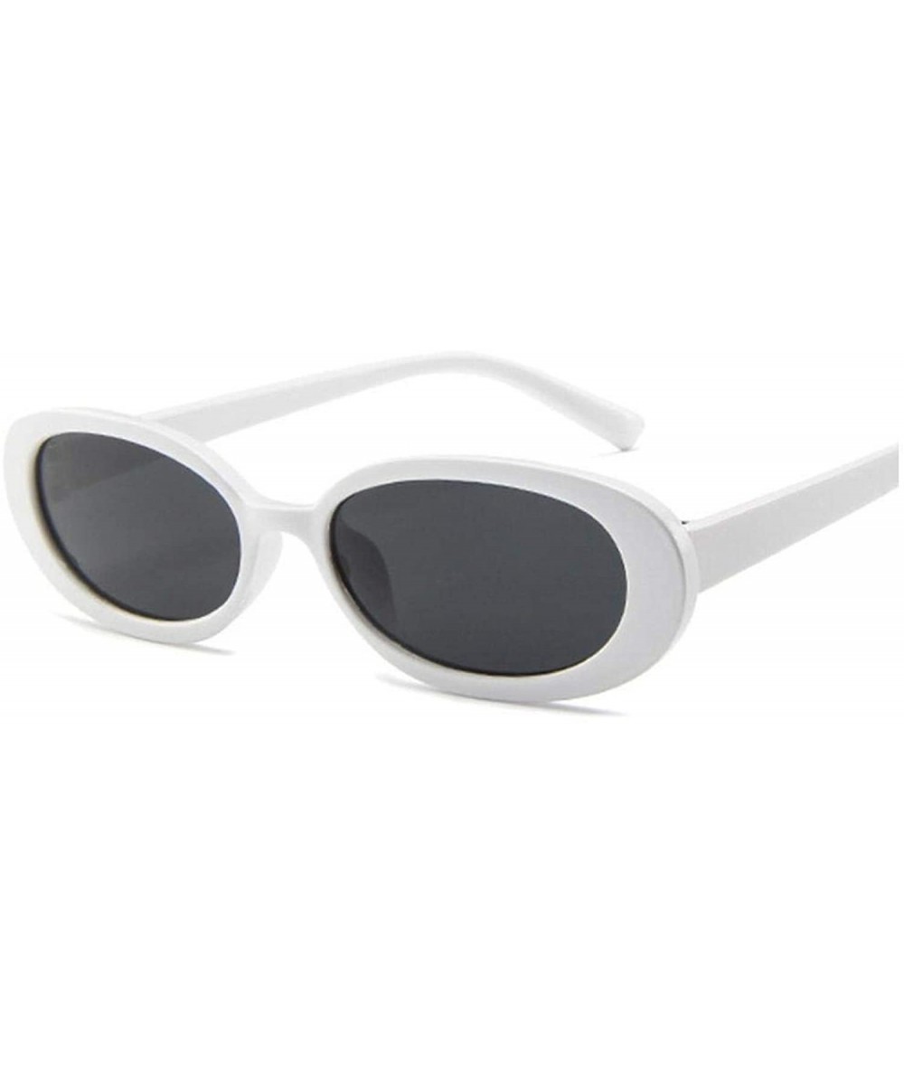 Round Style Oval Sunglasses Women Vintage Retro Round Frame White Men Sun Glasses Female Black Hip Hop Clear UV400 - C8198AHR...