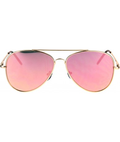 Aviator Classic Gold Aviator Sunglasses Pink Mirror Lens Spring Hinge UV 400 - C6187EHDDZ2 $12.86