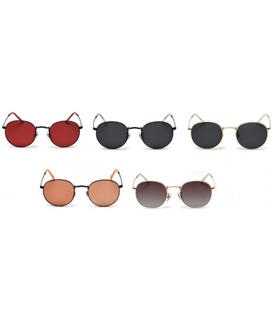 Round Women's Polarized Sunglasses Men Retro Orange Metal Frame Round Sun Glasses Female UV400 - Black With Orange - CR18AQUH...