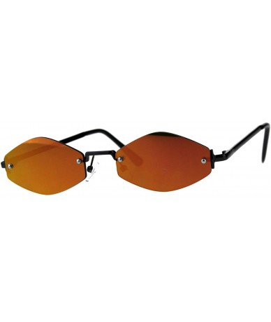 Oval Skinny Oval Diamond Shape Sunglasses Womens Rimless Metal Frame Mirror Lens - Gunmetal (Fuchsia Mirror) - C518E8IN78W $2...