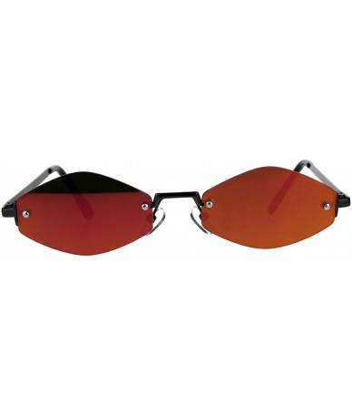 Oval Skinny Oval Diamond Shape Sunglasses Womens Rimless Metal Frame Mirror Lens - Gunmetal (Fuchsia Mirror) - C518E8IN78W $1...