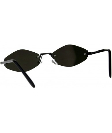 Oval Skinny Oval Diamond Shape Sunglasses Womens Rimless Metal Frame Mirror Lens - Gunmetal (Fuchsia Mirror) - C518E8IN78W $1...