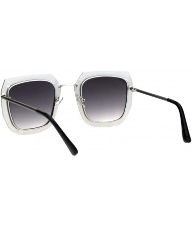 Butterfly Rhinestone Iced Thick Metal Oceanic Gradient Lens Designer Sunglasses - Silver Smoke - CF18I4DRLYR $13.71