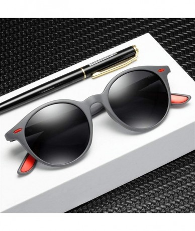 Round Polarized Sunglasses Women Classic Round Rivet Sun Glasses Men Driving Shade Eyeware UV400 - Black Gray - CS199KQXSET $...