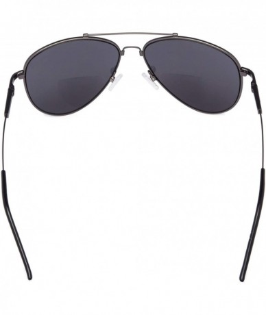 Aviator Memory Bridge and Arm Bifocal Sunglasses Polit Style Sunshine Readers Men Women - Gunmetal-grey-lens - CI18N0LNU03 $1...
