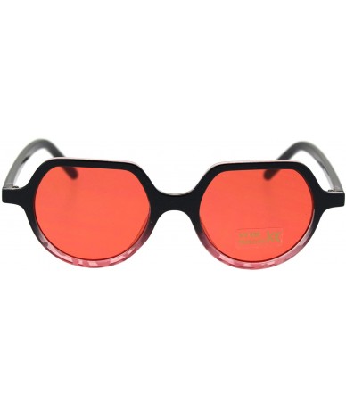 Square Vintage Retro Hippie Round Thin Plastic Horn Pimp Sunglasses - Black Pink Red - CT18QNZA5RR $9.40