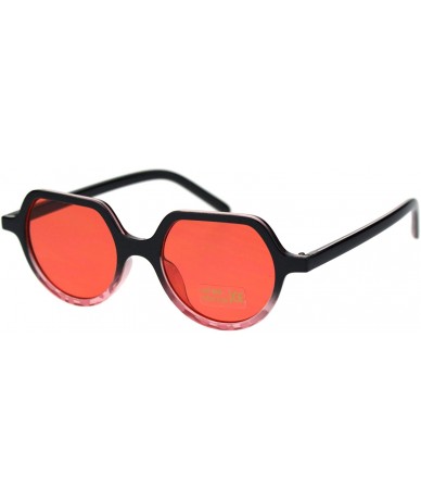Square Vintage Retro Hippie Round Thin Plastic Horn Pimp Sunglasses - Black Pink Red - CT18QNZA5RR $9.40