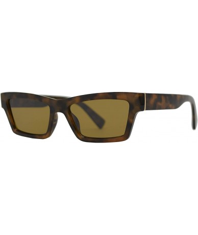 Rectangular Retro Small Rectangular Cat Eye Sunglasses for Women with Flat Lens - Tortoise + Amber Brown - CB195D5QTA4 $16.06