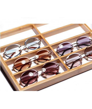 Rimless Retro Oval Sunglasses Women Rimless Sun Glasses for Women UV400 Christmas Gifts - Gold With Blue - CG18YNC3970 $29.17